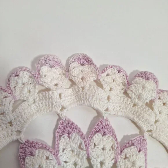 Hand Crocheted Lace Doily Flower Lavender White Green Purple Cotton 10 Inch - Picture 8 of 14